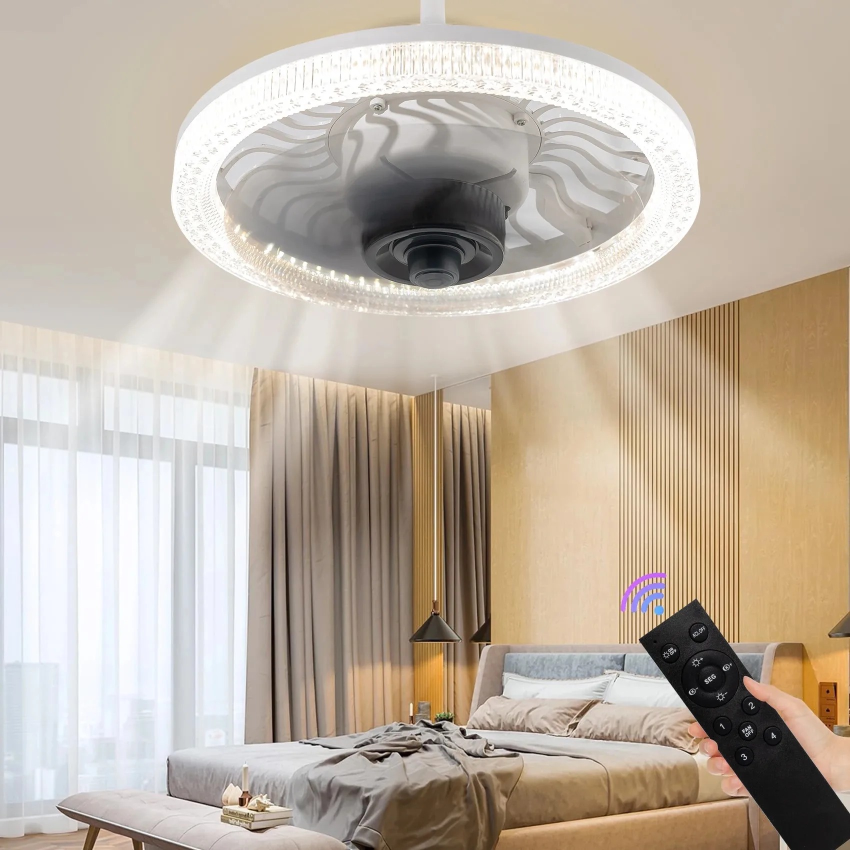 Kitchen Gadgets Smart - Inteligentny wentylator sufitowy LED z pilotem,